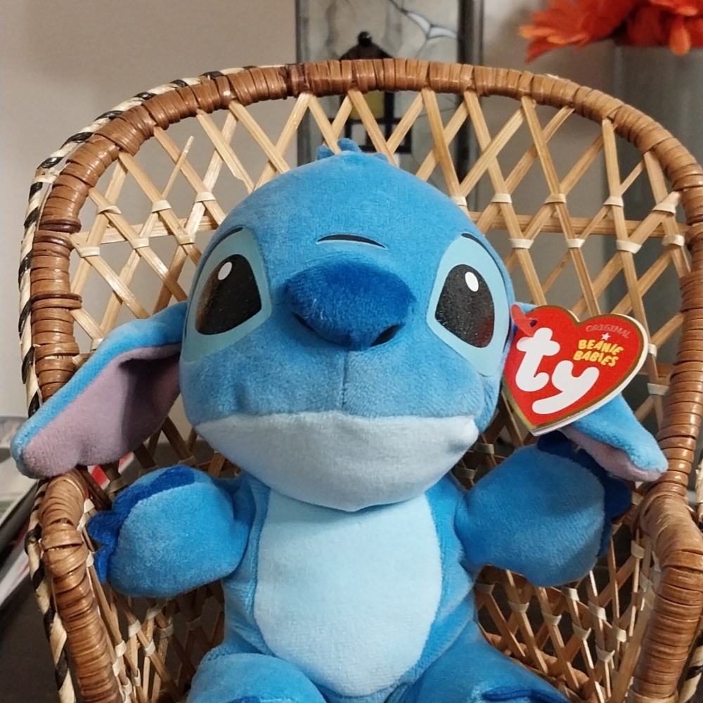 Ty Blue Stitch Beanie Plush - Light & Deep Blue